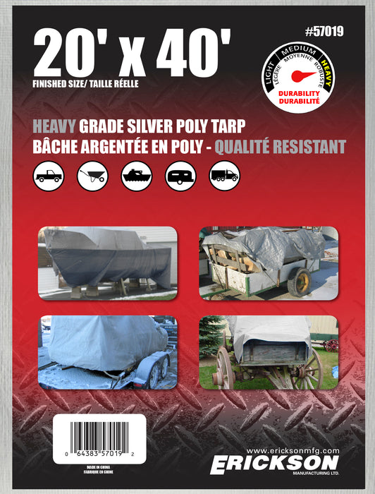 Erickson (447) 57019 20'x40' Silver Heavy Grade Poly Tarp