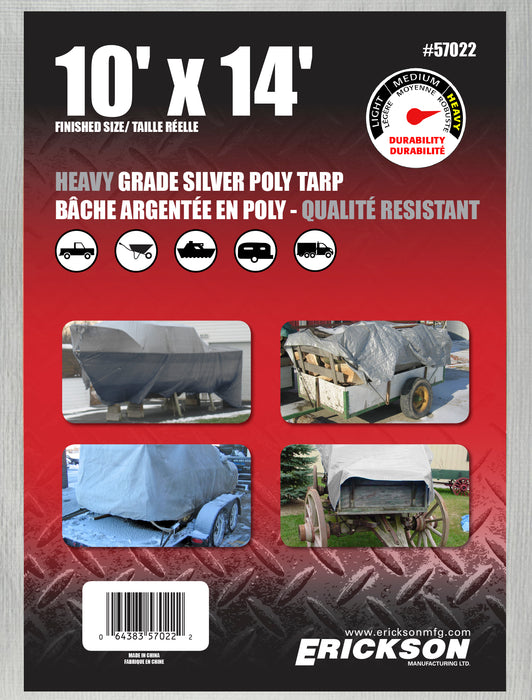 Erickson 57022 10'x14' Silver Heavy Grade Poly Tarp