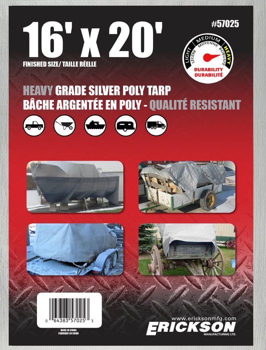 Erickson (447) 57025 16'x20' Silver Heavy Grade Poly Tarp