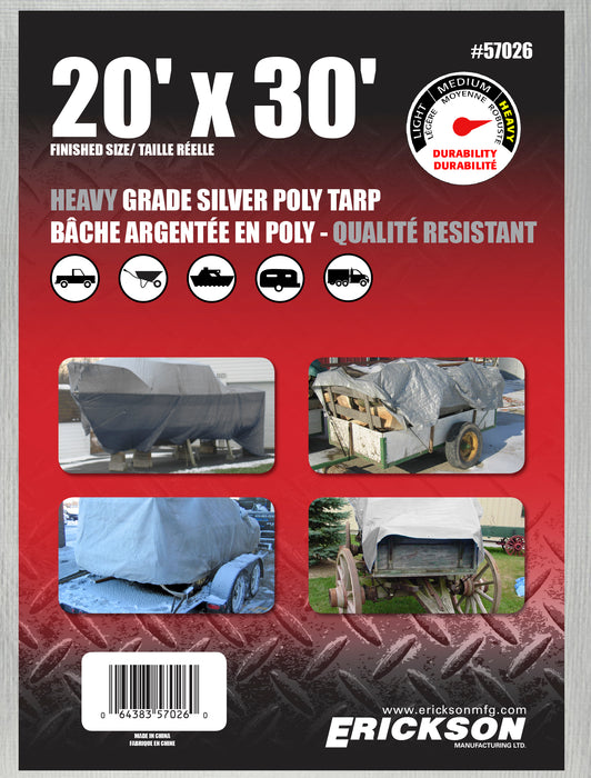 Erickson 57026 20'x30' Silver Heavy Grade Poly Tarp