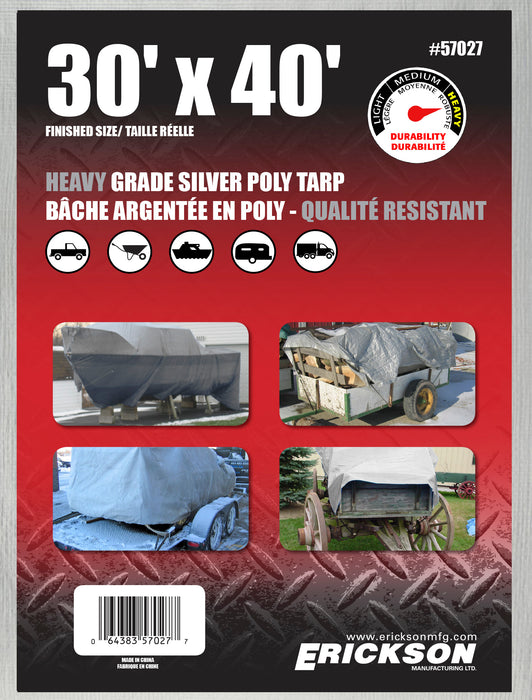 Erickson (447) 57027 30'x40' Silver Heavy Grade Poly Tarp