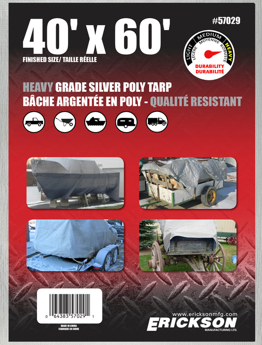Erickson (447) 57029 40'x60' Silver Heavy Grade Poly Tarp
