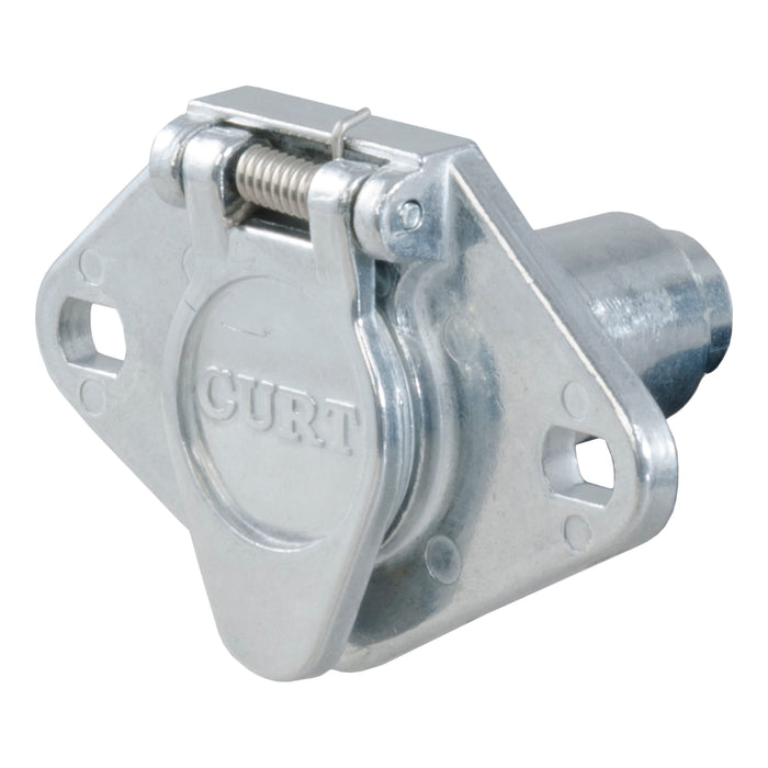 Curt (167) 58090 6-Way Round Connector Socket (Vehicle Side, Diecast Metal)