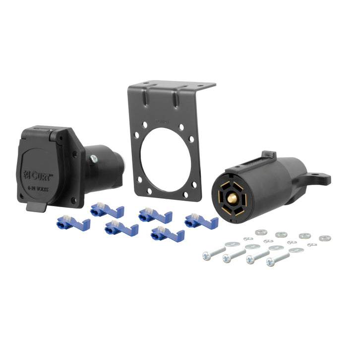 Curt (167) 58152 7-Way RV Blade Connector Plug & Socket with Hardware (Packaged)