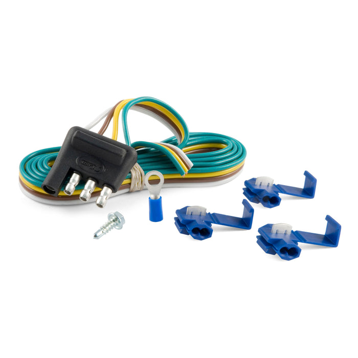 Curt 58349 4-Way Flat Connector Plug with 48" Wires & Hardware (Trailer Side, Packaged)