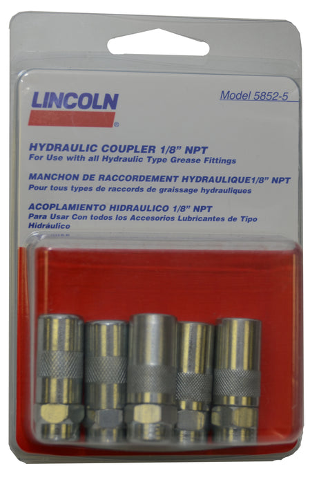 Lincoln (502) 5852-5 Lincoln Industrial 5852-5 Hydraulic Coupler, (Bag of 5), For All Hydraulic Type Grease Fittings, 1.5 In. Length