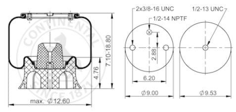 Continental Air Springs 600639 Prime-Ride by Continental PR9M14 8813 AIR SPRING