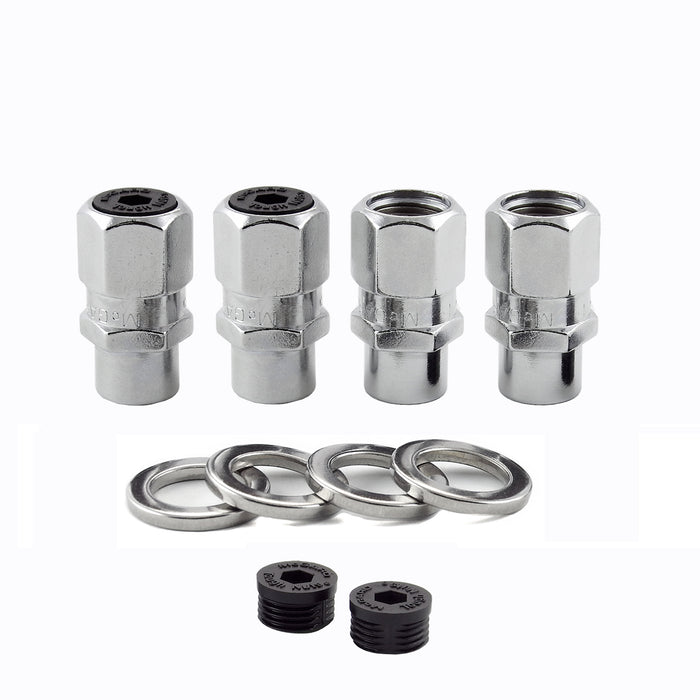 McGard (173) 60128 Chrome Drag Racing Short .490 Shank Style Lug Nut Set (7/16-20 Thread Size) - Set of 4 Lug Nuts and 4 Washers