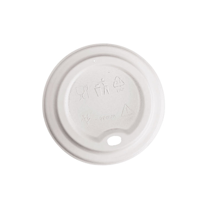 Globe (613) 6081 10 oz - 20 oz Dome Lid White Bagasse Compostable, pack of 50