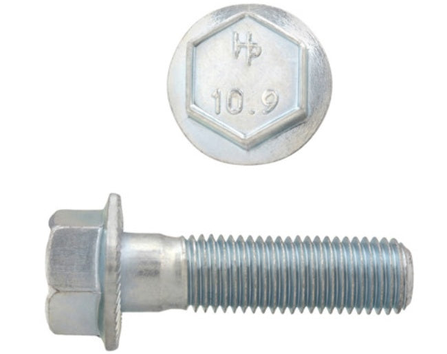 H. Paulin (680) 611-371 Paulin M10-1.25 x 35mm Metric Hex Flange Bolts Zinc Class 10.9 Fine Thread PT 15 Pcs