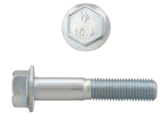 H. Paulin (680) 611-374 Paulin M10-1.25 x 50mm Metric Hex Flange Bolts Zinc Class 10.9 Fine Thread PT 15 Pcs