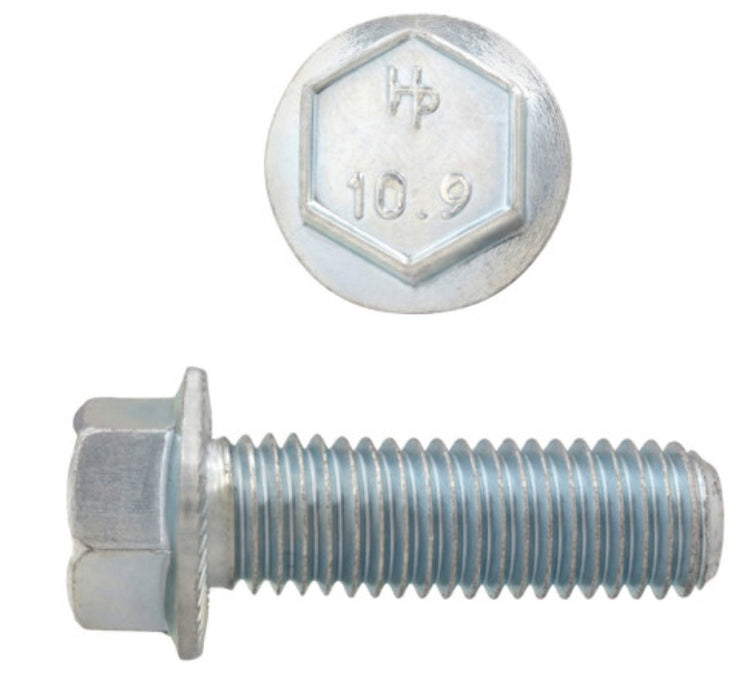 H. Paulin (680) 611-415 Paulin M12-1.75 x 35mm Metric Hex Flange Bolts Zinc Class 10.9 Coarse Thread FT 10 Pcs
