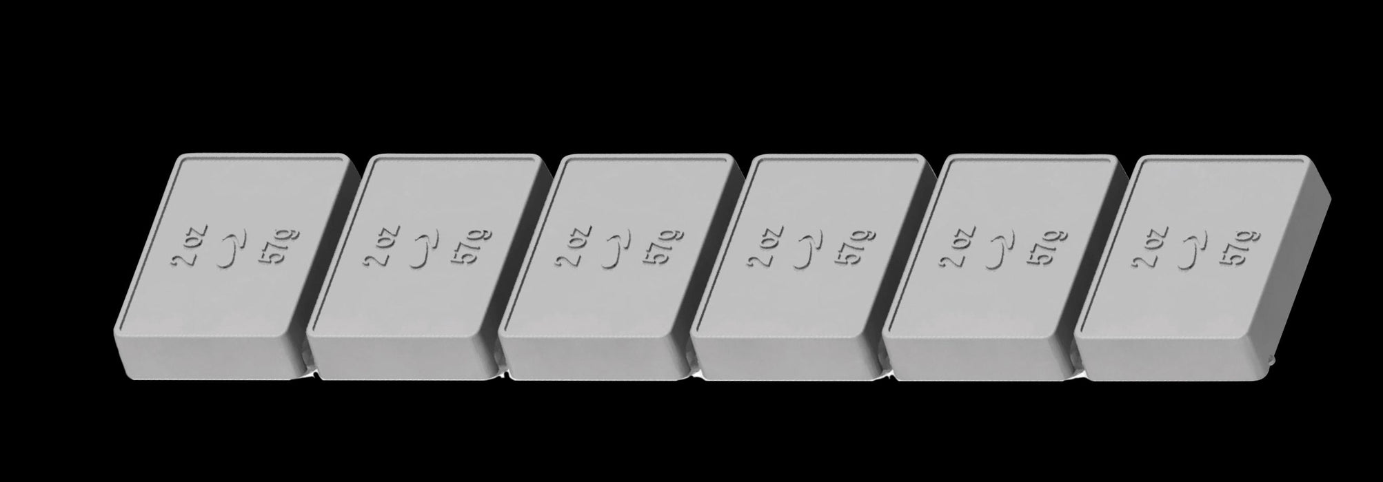 Plombco 612-15 StickPro™ Lead Adhesive wheel weights. 2 oz segments grouped in 12 oz strips, 15 strips per box, standard adhesive