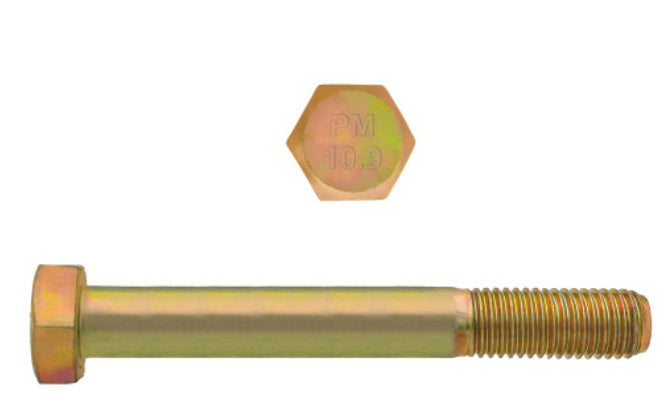 H. Paulin (680) 613-447 Paulin M14-2.00 x 75mm Metric Hex Head Cap Screws CL 10.9 Coarse Zinc-Yellow DIN931 PT 25Pcs