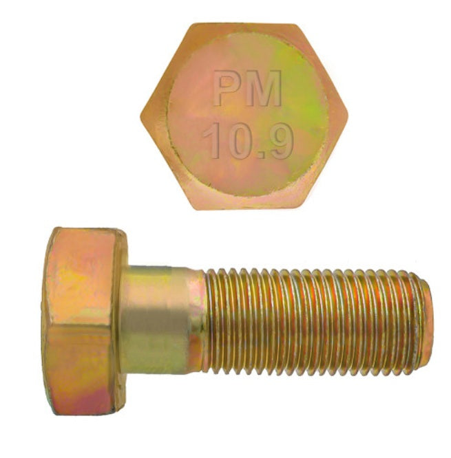 H. Paulin (680) 613-501 Paulin M18-2.50 x 45mm Metric Hex Head Cap Screws CL 10.9 Coarse Zinc-Yellow DIN931 PT 25 Pcs