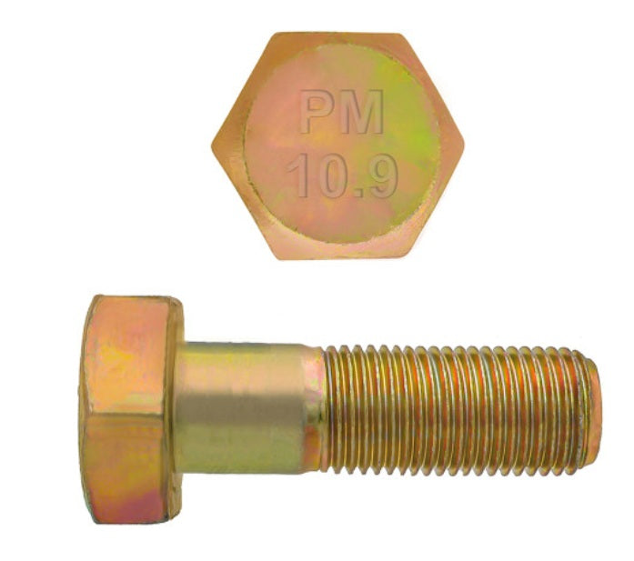 H. Paulin (680) 613-505 Paulin M18-2.50 x 65mm Metric Hex Head Cap Screws CL 10.9 Coarse Zinc-Yellow DIN931 PT 25 Pcs
