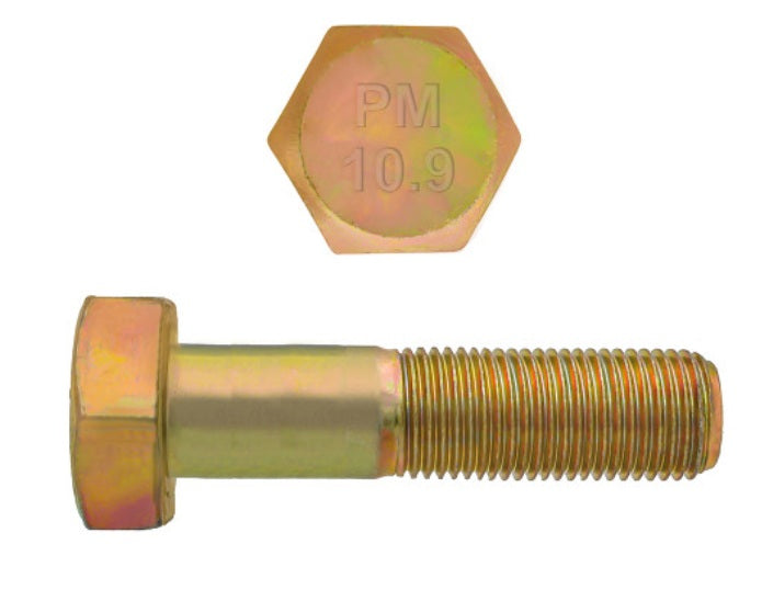 H. Paulin (680) 613-527 Paulin M20-2.50 x 75mm Metric Hex Head Cap Screws CL 10.9 Coarse Zinc-Yellow DIN931 PT 25 Pcs