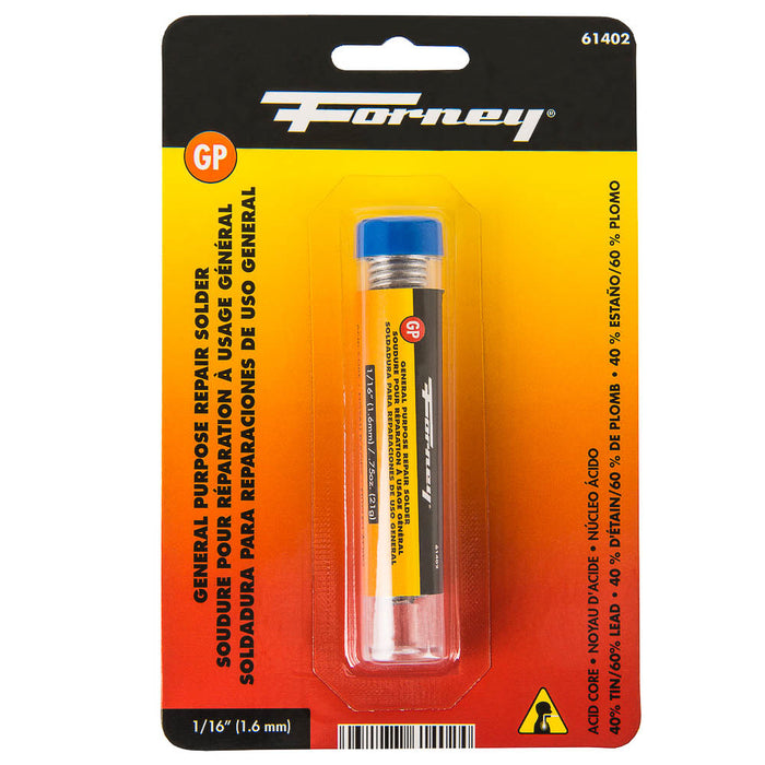 Forney (332) 61402 Solder, General Purpose Repair, Acid Core, 1/16 in, .75 Ounce