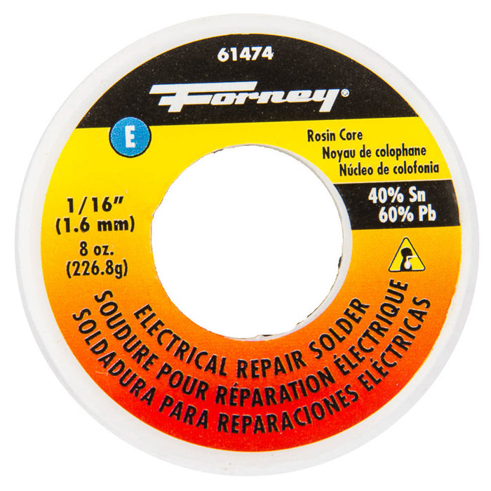 Forney (332) 61474 Solder, Electrical Repair, Rosin Core, 1/16 in, 8 Ounce