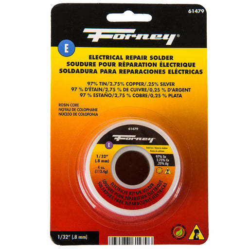 Forney (332) 61479 Solder, Lead Free (LF), Electrical Repair, Rosin Core, 1/32 in, 4 Ounce