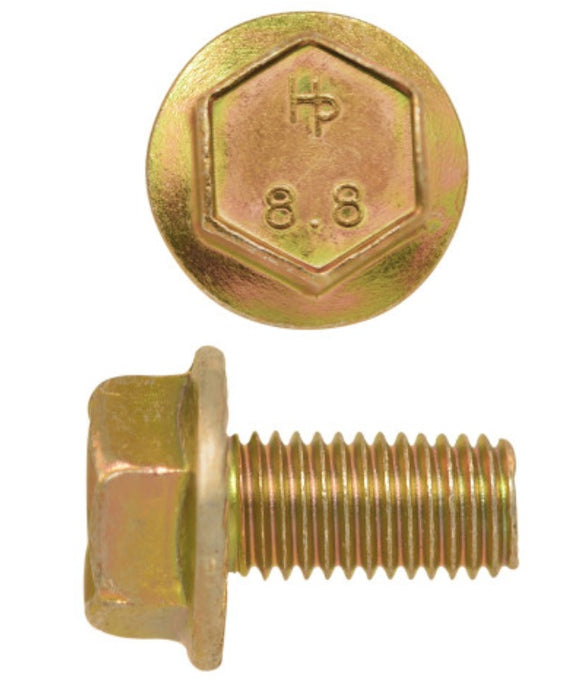 H. Paulin (680) 615-305 Paulin M8-1.25 x 16mm Metric Hex Flange Bolts Zinc-Yellow Class 8.8 Coarse Thread PT 20 Pcs