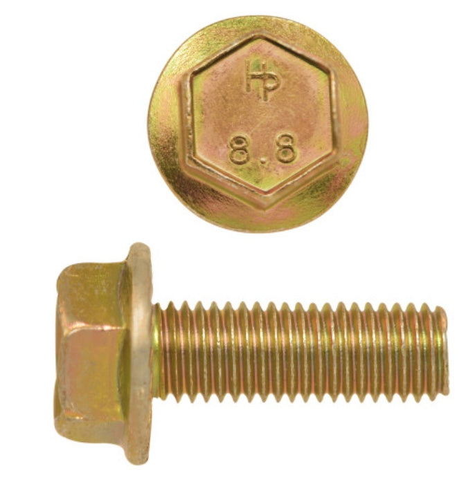 H. Paulin (680) 615-310 Paulin M8-1.25 x 25mm Metric Hex Flange Bolts Zinc-Yellow Class 8.8 Coarse Thread PT 20 Pcs