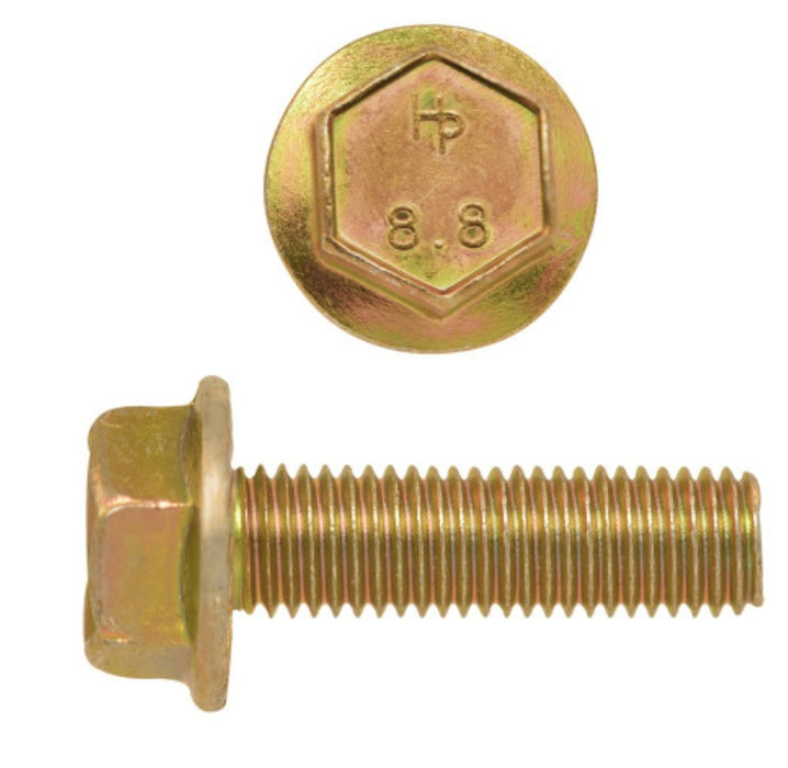 H. Paulin (680) 615-312 Paulin M8-1.25 x 30mm Metric Hex Flange Bolts Zinc-Yellow Class 8.8 Coarse Thread PT 20 Pcs