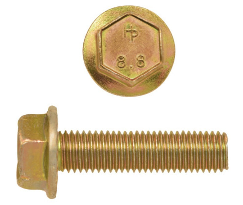 H. Paulin (680) 615-314 Paulin M8-1.25 x 35mm Metric Hex Flange Bolts Zinc-Yellow Class 8.8 Coarse Thread PT 20 Pcs