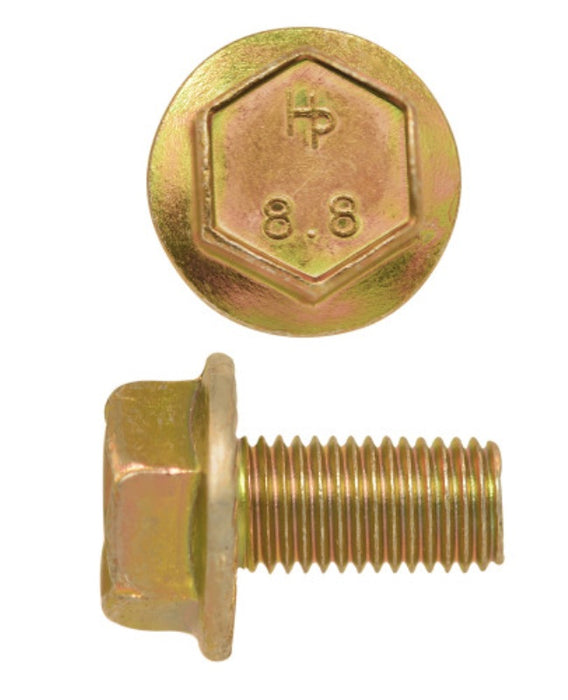 H. Paulin (680) 615-357 Paulin M10-1.25 x 20mm Metric Hex Flange Bolts Zinc-Yellow Class 8.8 Fine Thread PT 15 Pcs