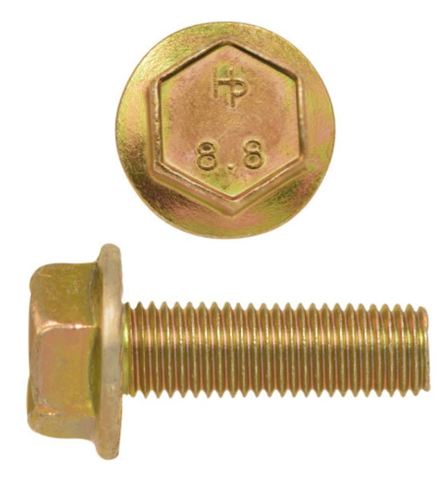 H. Paulin (680) 615-362 Paulin M10-1.25 x 30mm Metric Hex Flange Bolts Zinc-Yellow Class 8.8 Fine Thread PT 15 Pcs