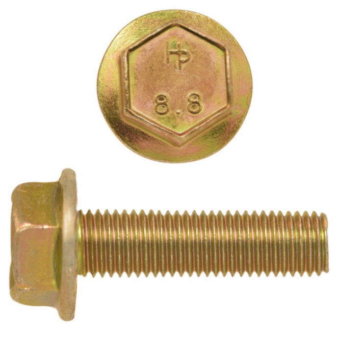 H. Paulin (680) 615-364 Paulin M10-1.25 x 35mm Metric Hex Flange Bolts Zinc-Yellow Class 8.8 Fine Thread FT 15 Pcs