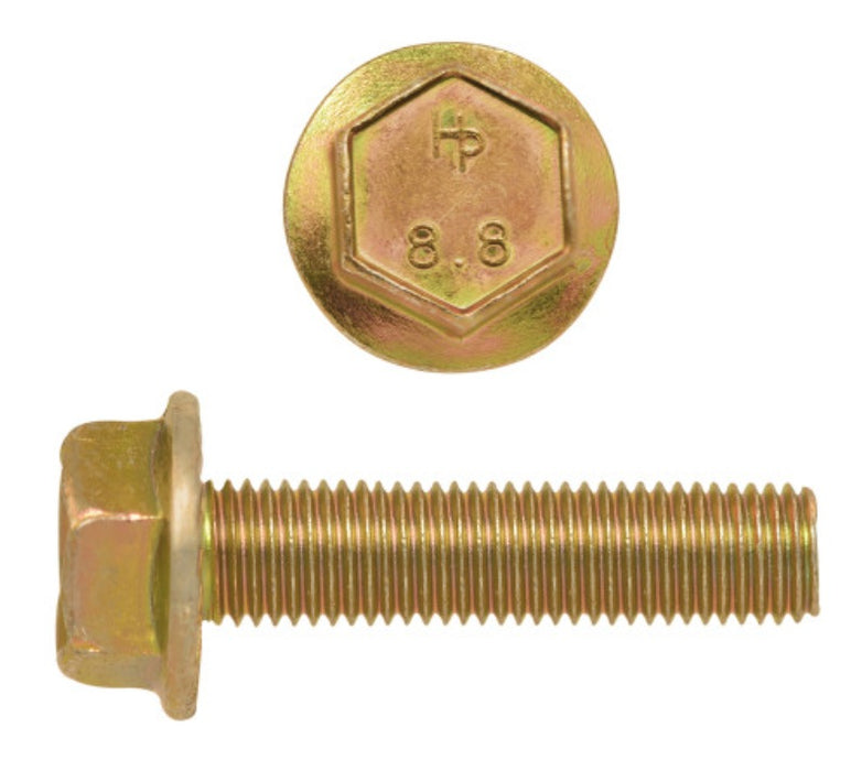 H. Paulin (680) 615-366 Paulin M10-1.25 x 40mm Metric Hex Flange Bolts Zinc-Yellow Class 8.8 Fine Thread PT 15 Pcs