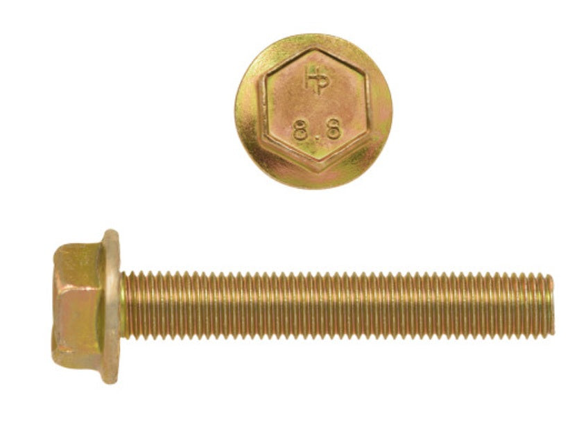 H. Paulin (680) 615-382 Paulin M10-1.25 x 80mm Metric Hex Flange Bolts Zinc-Yellow Class 8.8 Fine Thread PT 10 Pcs