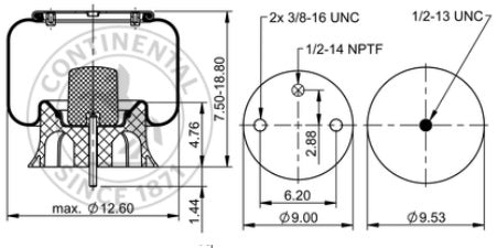 Continental Air Springs 64274 Continental Air Spring 9 10-14 P 312.