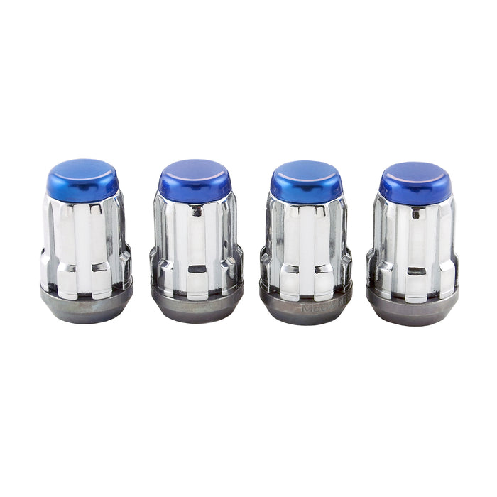 McGard (173) 65357BC Chrome SplineDrive Lug Nuts With Blue Caps (M12 x 1.5 Thread Size) - Set of 4 Lug Nuts; Requires 65300 Installation Tool.