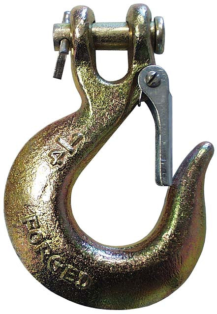 Dynaline 66076 Clevis Slip Hook C/W Latch 1/2, Alloy Yellow Zinc Plated