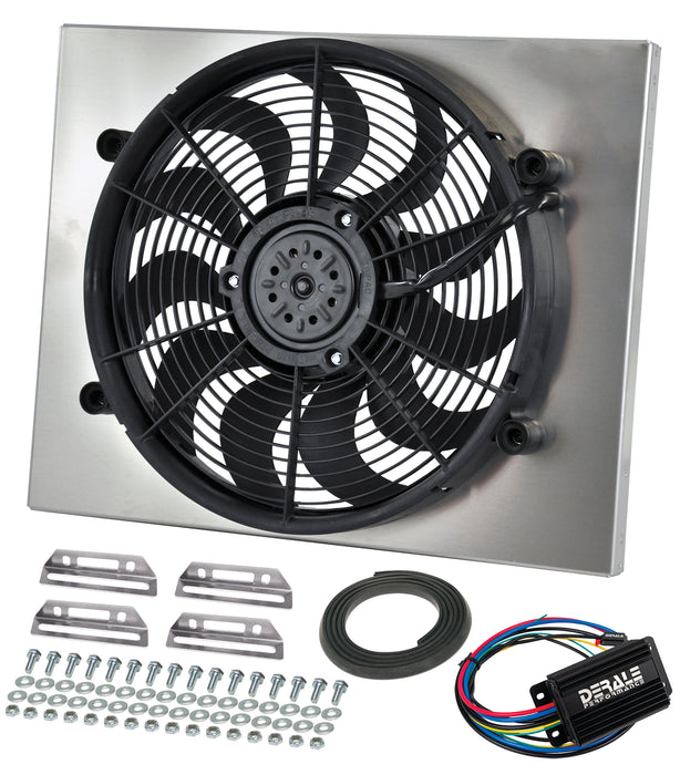 Derale Performance (711) 66821 High Output Single 17" Electric RAD Fan/Alum Shroud Kit w/ PWM Controller