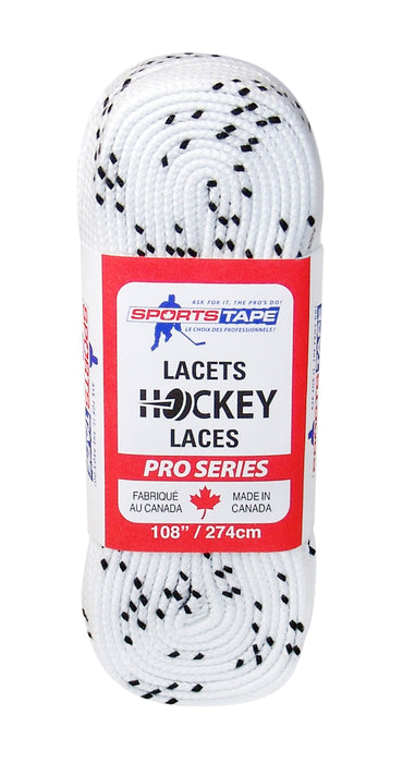 Cantech 6912-10-96 Premium Grade Hockey Skate Laces, White/Double Black Tracer, 96"