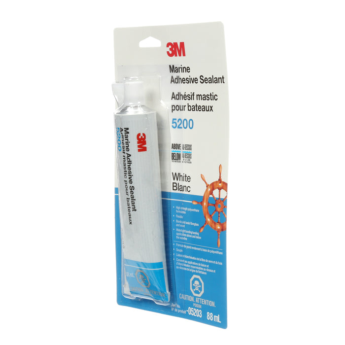 3M 05203 3M™ Marine Adhesive Sealant, 5200, white, 3 fl oz (88.72 mL), tube, Colour: White, 3M Stock No. 7000142658