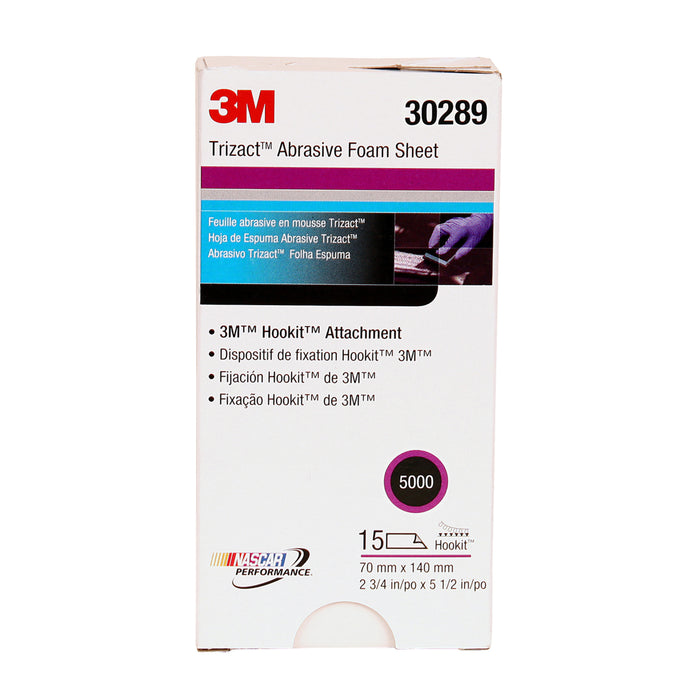 3M (815) 30289 3M™ Trizact™ Hookit™ Foam Sheets, 443SA, 30289, 5000, 2 3/4 in x 5 1/2 in (6.9 cm x 13.97 cm), 3M Stock No. 7000120135