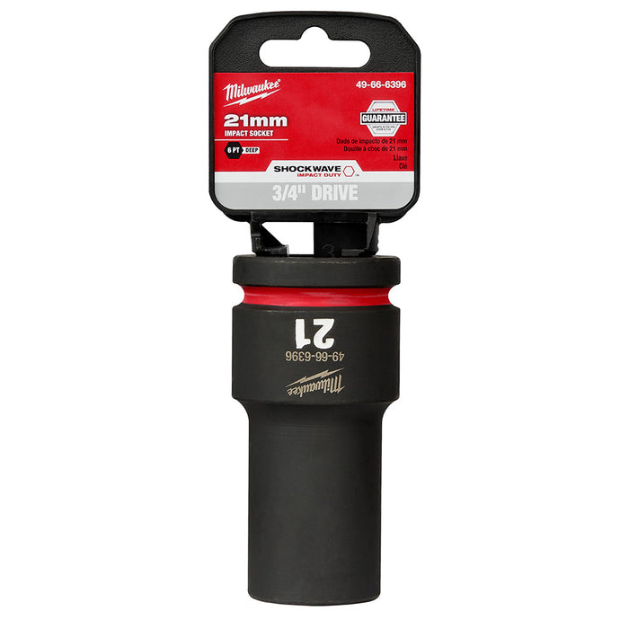 Milwaukee 49-66-6396 SHOCKWAVE Impact Duty™ 3/4"Drive 21MM Deep 6 Point Socket