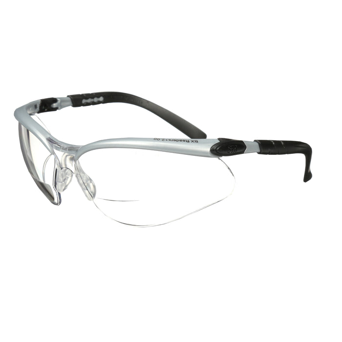 3M 11375-00000-20 3M™ BX Reader Protective Eyewear, 11375-00000-20, clear lens, silver frame, +2.0 dioptre, 3M Stock No. 7000052794