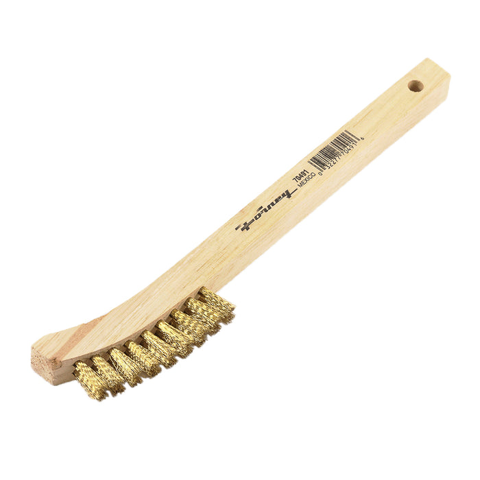 Forney 70491 Scratch Brush with Curved Handle, Brass, 2 x 9 Rows