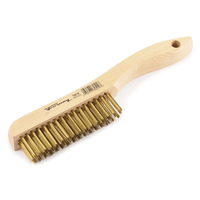 Forney 70519 Scratch Brush with Shoe Handle, Brass, 4 x 16 Rows