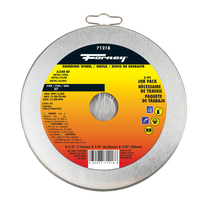 Forney (332) 71218 5-Pack of Forney 71877 (4-1/2 in Metal Grinding Wheel)