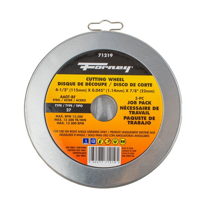 Forney 71219 5-Pack of Forney 71793 (4-1/2 in Metal Cut-Off Wheel)
