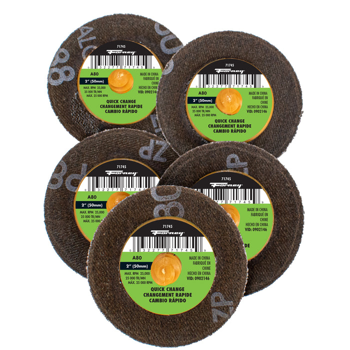Forney (332) 71602 Quick Change Sanding Disc, 80 Grit, 2 in (5-pack of Forney 71745)