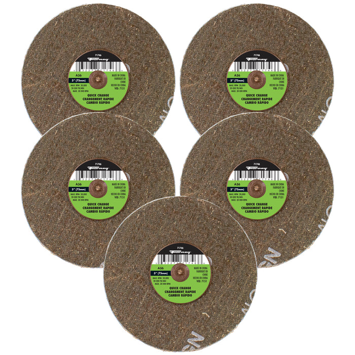 Forney 71603 Quick Change Sanding Disc, 36 Grit, 3 in (5-pack of Forney 71746)