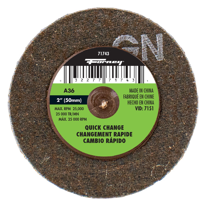 Forney (332) 71743 Quick Change Sanding Disc, 2 in, 36 Grit