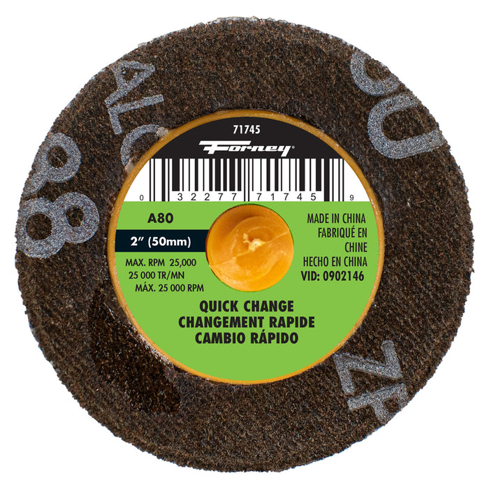 Forney 71745 Quick Change Sanding Disc, 2 in, 80 Grit